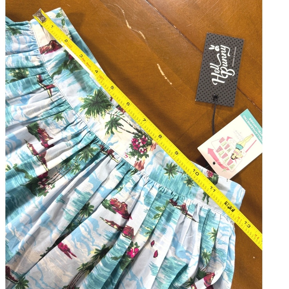 Hell Bunny Nissi Skirt NEW Womens XS 50s Midi Tropical Tiki Retro Pleated Pin Up - Picture 6 of 8
